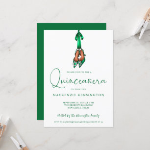 Elegant Emerald Green Lux High Heels Quinceañera Invitation