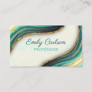 Elegant emerald green marble art faux gold glitter appointment card