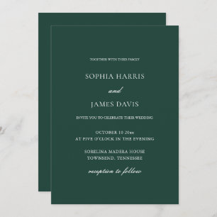 Elegant Emerald Green Minimal Wedding All in One Invitation