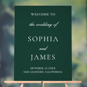 Elegant Emerald Green Minimalist Wedding Acrylic Sign