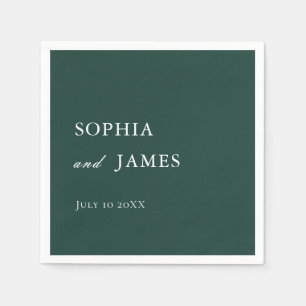 Elegant Emerald Green Minimalist Wedding Napkin