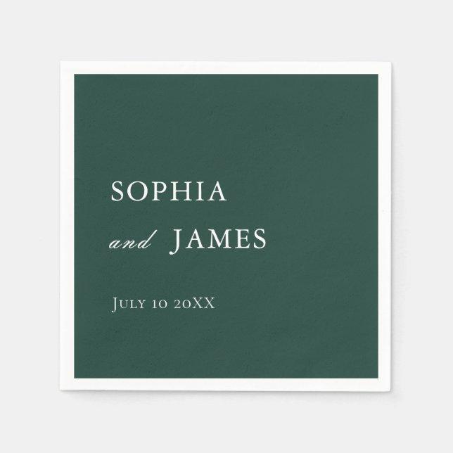 Elegant Emerald Green Minimalist Wedding Napkin (Front)