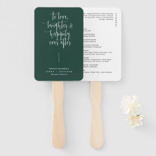 Elegant Emerald Green Minimalist Wedding Program Hand Fan