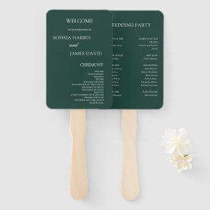 Elegant Emerald Green Minimalist Wedding Programs Hand Fan