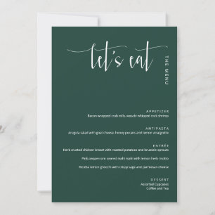 Elegant Emerald Green Modern Let's Eat Dinner Menu