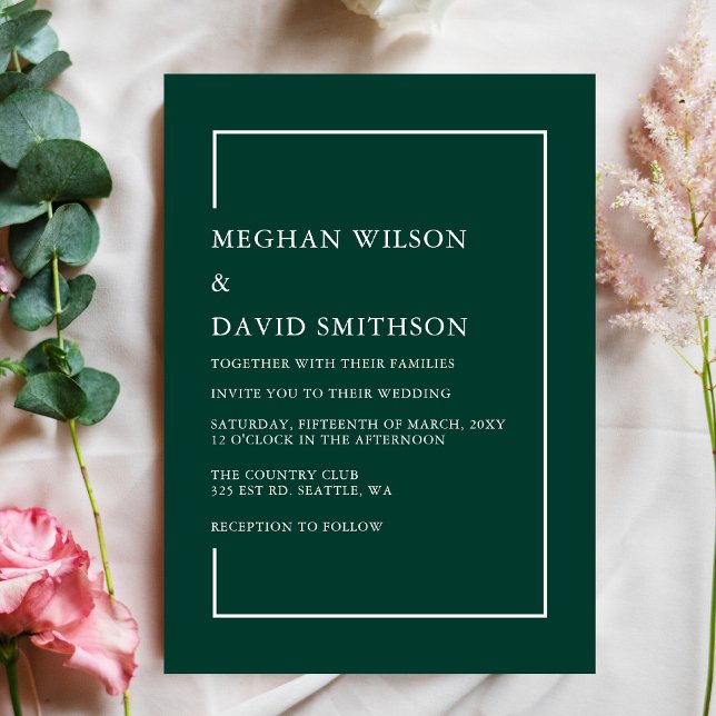 Elegant Emerald Green Modern Wedding Invitation  (Creator Uploaded)