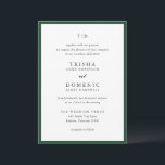 Elegant Emerald Green Monogram Modern Wedding Invitation<br><div class="desc">Modern wedding invitations featuring a clean design with serif and script fonts.</div>