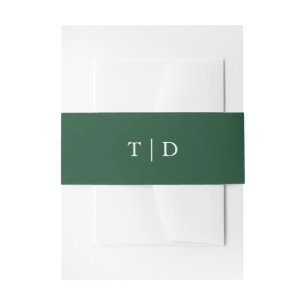 Elegant Emerald Green Monogram Modern Wedding Invitation Belly Band