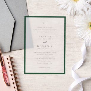 Elegant Emerald Green Monogram Modern Wedding Vellum Invitations