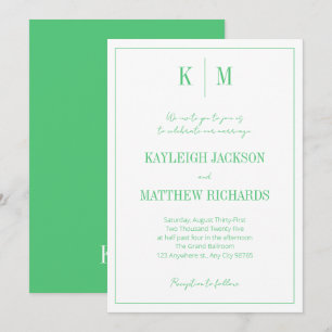Elegant Emerald Green Monogram Wedding Invitation