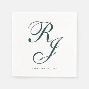 Elegant Emerald Green Monogram Wedding Napkins