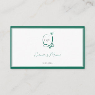 Elegant Emerald Green Monogram Wedding RSVP  Enclosure Card