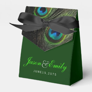 Elegant Emerald Green Peacock Wedding Favour Box