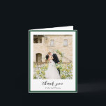 Elegant Emerald Green Photo Modern Wedding Thank You Card<br><div class="desc">Modern wedding thank you cards featuring a clean design with serif and script fonts.</div>