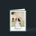 Elegant Emerald Green Photo Modern Wedding Thank You Card<br><div class="desc">Modern wedding thank you cards featuring a clean design with serif and script fonts.</div>