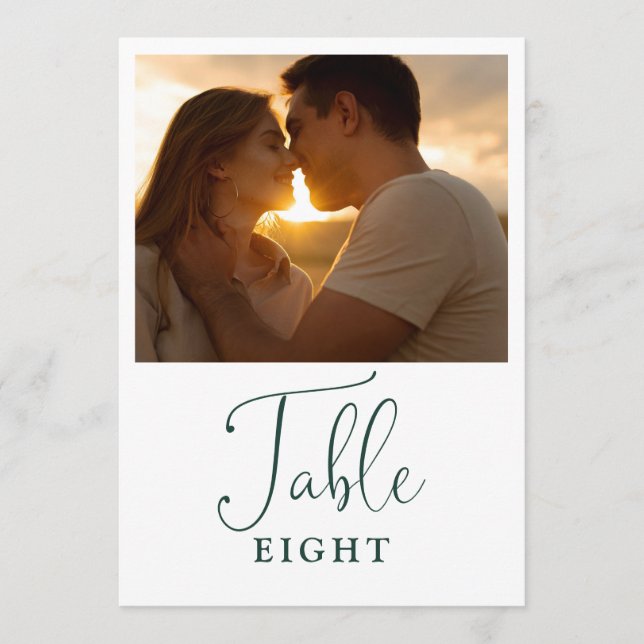 Elegant Emerald Green Photo Table Number (Front)