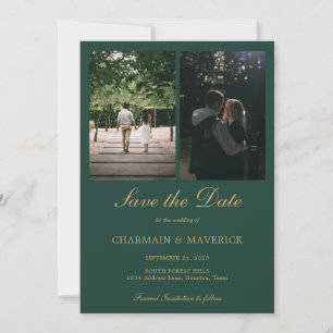 Elegant Emerald Green Photo Wedding Save The Date
