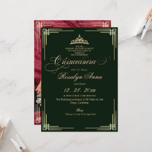 Elegant Emerald Green Princess Quinceañera Invitation