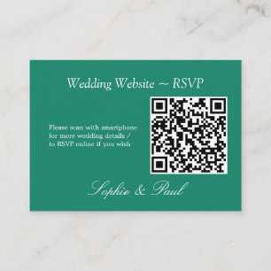 Elegant Emerald Green QR Code Website RSVP Card