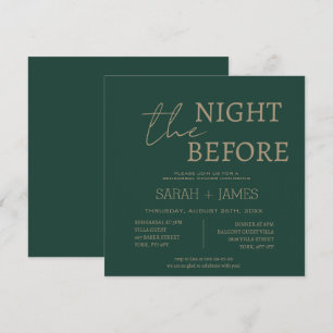 Elegant Emerald Green Rehearsal Dinner Wedding  Invitation