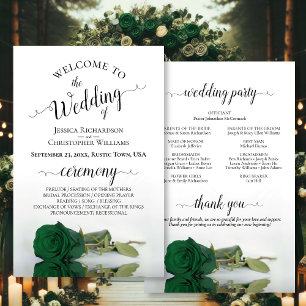 Elegant Emerald Green Rose Budget Wedding Program