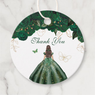 Elegant Emerald Green Rose Butterfly Thank You  Favour Tags