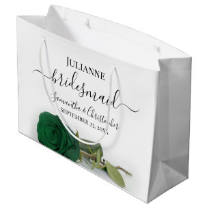 Elegant Emerald Green Rose Posh Bridesmaid Wedding Large Gift Bag