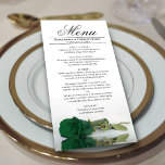 Elegant Emerald Green Rose Reflections Wedding Menu<br><div class="desc">This beautiful menu will add some style to your wedding reception. It features a beautiful and romantic design with a single emerald green coloured rose lying on its side reflecting in a pool of water with waves and ripples. There is space for the names of the couple and wedding date,...</div>