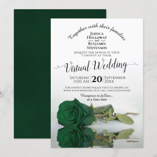 Elegant Emerald Green Rose Virtual Wedding Invitation