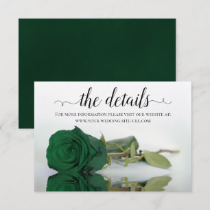 Elegant Emerald Green Rose Wedding Details Website Enclosure Card