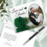 Elegant Emerald Green Rose Wedding Love & Thanks