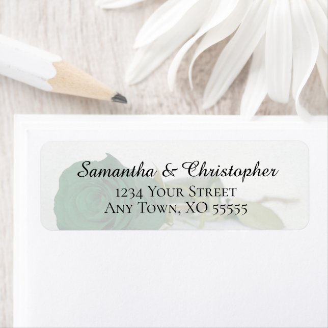 Elegant Emerald Green Rose Wedding Return Address (Insitu)
