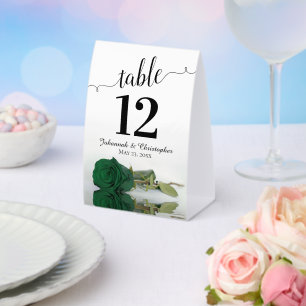 Elegant Emerald Green Rose Wedding Table Number
