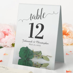 Elegant Emerald Green Rose Wedding Table Number