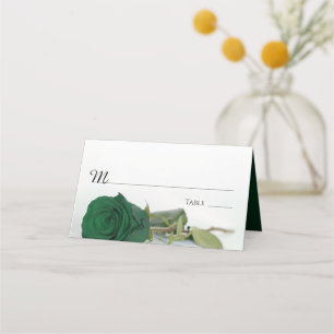 Elegant Emerald Green Rose Wedding Write-In Place Card