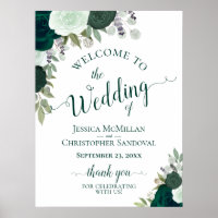 Elegant Emerald Green Roses Boho Wedding Welcome
