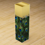 Elegant Emerald Green Royal Blue and Gold Peacock Wine Gift Box<br><div class="desc">Elegant emerald green and royal blue peacock feather wine boxes. You can customise this beautiful peacock feather wine box by adding text in the font style of your choice.</div>