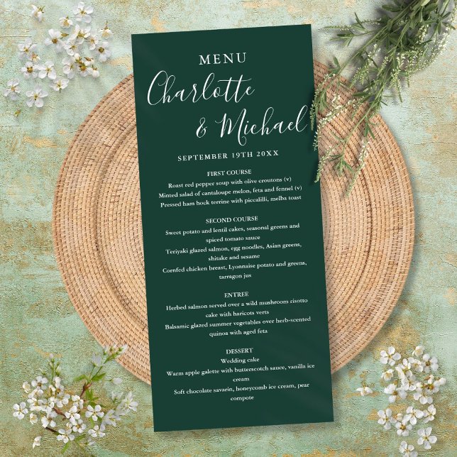Elegant Emerald Green Signature Wedding Menu (Elegant Emerald Green Signature Wedding Menu)