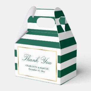 Elegant Emerald Green Stripes Wedding Thank You Favour Box
