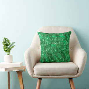 Elegant Emerald Green Studded Diamond Pattern  Cushion
