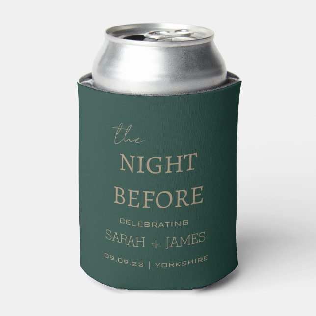Elegant Emerald Green the Night Before Wedding  Can Cooler (Can Front)
