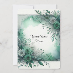 Elegant Emerald Green Watercolor Floral Invitation