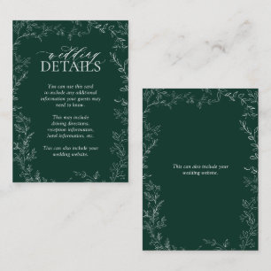 Elegant Emerald Green Wedding Details Enclosure Card