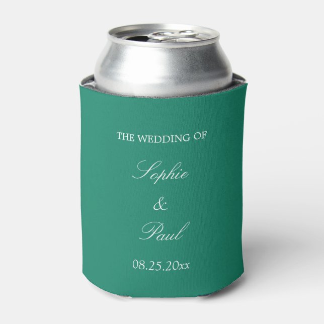 Elegant Emerald Green Wedding Favour Can Cooler (Can Front)