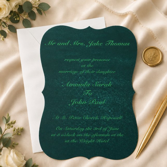 Elegant Emerald Green Wedding Invitation (Creator Uploaded)