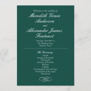 Elegant Emerald Green Wedding Program Programme