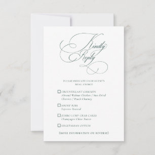 Elegant Emerald Green Wedding QR Code Meals RSVP Card