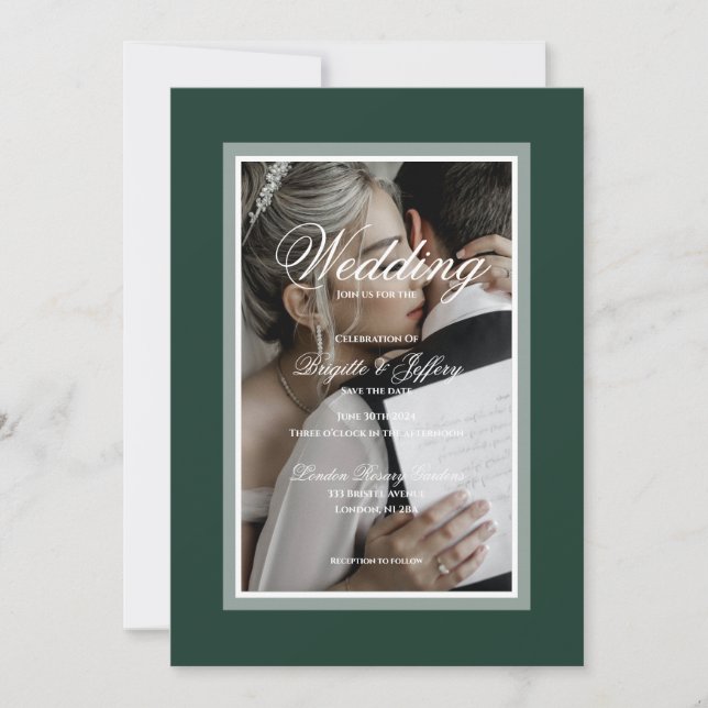 Elegant Emerald Green Wedding Save The Date  Invitation (Front)