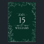 Elegant Emerald Green Wedding Table Number Card<br><div class="desc">Introducing the "Elegant Emerald Green Wedding Table Number Card, " a sophisticated addition to your wedding reception decor. Featuring a rich emerald green background and framed with a delicate white hand-drawn leafy border, this card exudes natural elegance. The table number is prominently displayed in a clean, modern font for easy...</div>