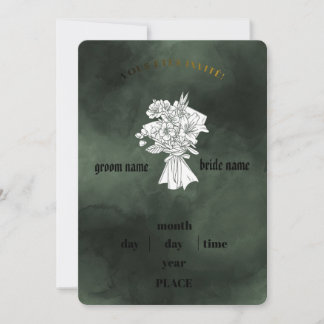 Elegant Emerald Green & White Floral Wedding Invit Invitation